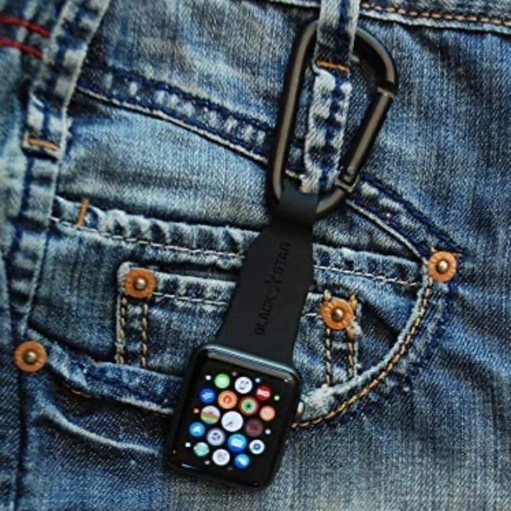 Black STAR Original Watch Fob Carabiner Clip on for ALL Apple Watches, N…